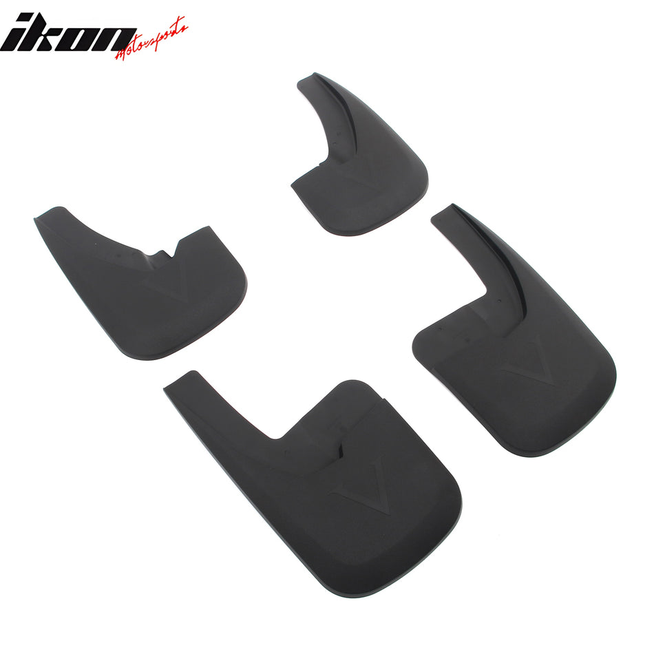 IKON MOTORSPORTS Mud Flap, Compatible with 2009-2018 Dodge Ram 1500 2500 3500& 2019-2024 Ram 1500 Classic With Factory Style Fender Flares, Textured Black PP Mud Guards Splash, Front Rear 4PCS Set