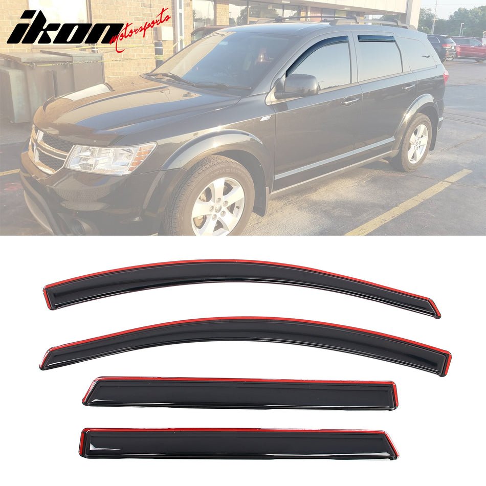 2009-2020 Dodge Journey Smoke Window Visors Vent Rain Guards Acrylic