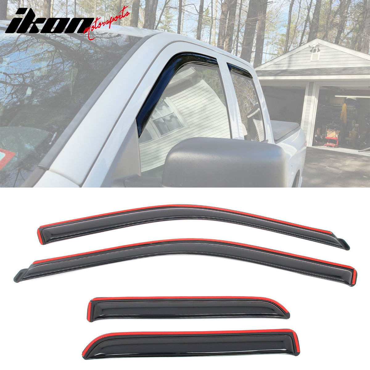 2009 - 2024 Dodge Ram 1500 Classic Quad Cab Smoke Window Visors AcrylicIkon Motorsports