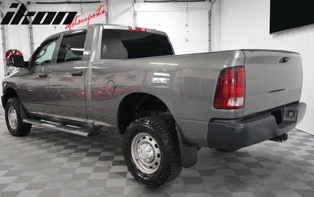 IKON MOTORSPORTS Tape On External Window Visor, Compatible with 2010-2025 Dodge Ram Mega Cab, 2009-2018 Ram 1500 Crew Cab, 2019-2024 Ram 1500 Classic Crew Cab, Tinted Acrylic Wind Air Deflector