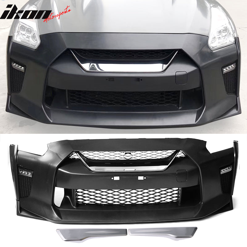 Hood & Front Rear Bumper Cover & Headlights & Tail Lights Side Skirts Compatible With 2009-2024 Nissan GTR R35 Coupe, Factory Style Front Rear Bumper Replacement Rocker Panels PP by IKON MOTORSPORTS