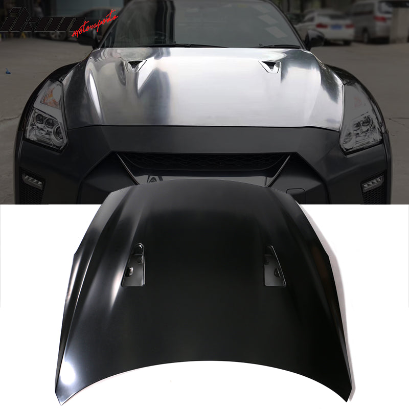Fits 09-24 Nissan R35 GT-R Front + Rear Bumper Cover + Hood + 2PC Side Skirts PP