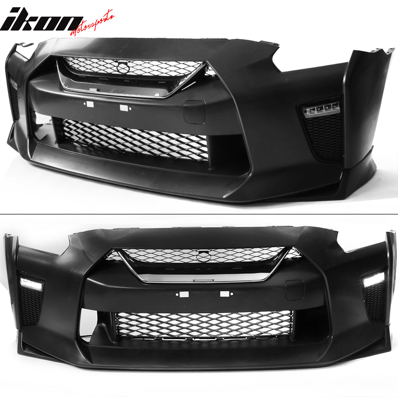 Fits 09-24 Nissan R35 GT-R Front + Rear Bumper Cover + Hood + 2PC Side Skirts PP