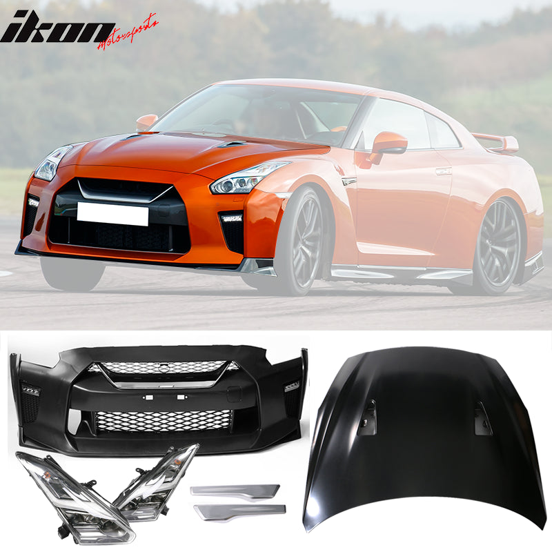 2009-2024 Nissan R35 GTR GT-R Front Bumper & Hood Cover & Headlights