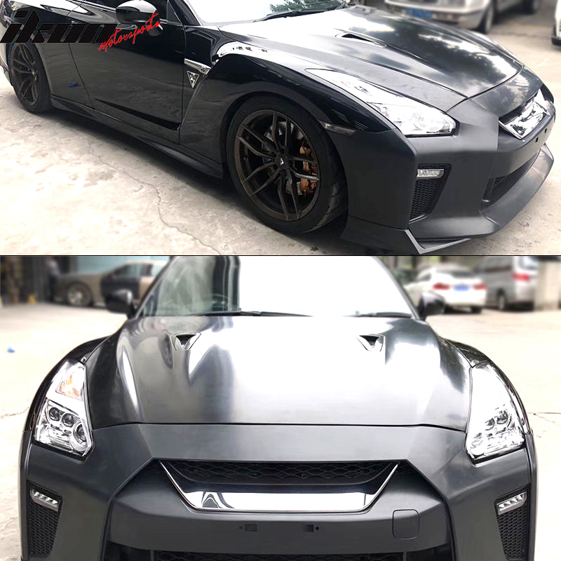 Fits 09-24 Nissan R35 GTR Facelift Style (17+) Front Hood Replacement - Aluminum