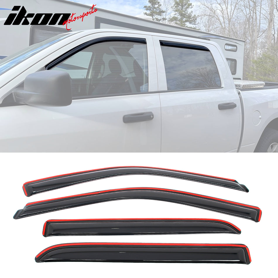 2009-2025 Dodge Ram 1500 2500 Crew Cab Smoke Window Visors Acrylic