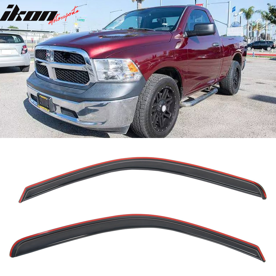 2009-2025 Dodge Ram 1500 2500 Standard Cab Smoke Window Visors Acrylic