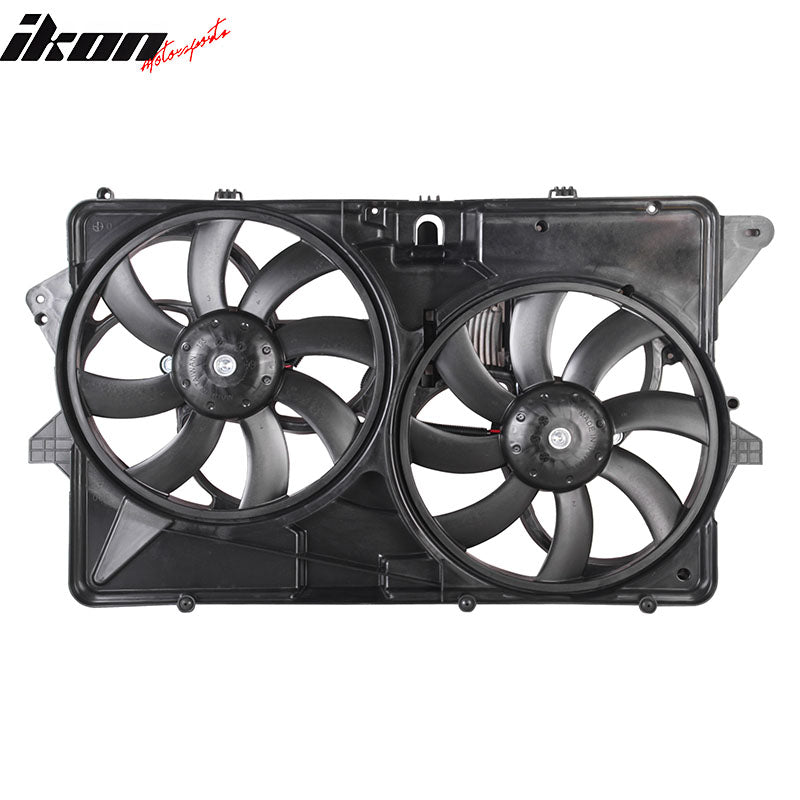 IKON MOTORSPORTS Radiator Cooling Fan Assembly Replacement for 2009 Ford Flex 3.5L, 8A8Z-8C607A FO3115192 Automotive Dual Engine Fans, Black