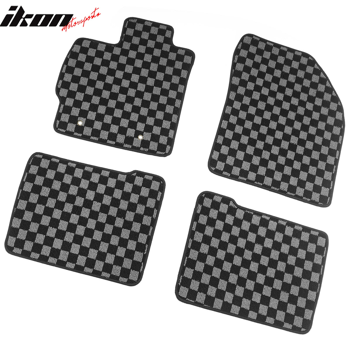 Fits 10-11 Toyota Prius Floor Mats Non-Slip Carpets Checkered Black Gray Plaid