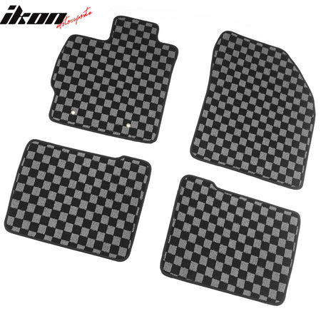 Fits 10-11 Toyota Prius Floor Mats Non-Slip Carpets Checkered Black Gray Plaid