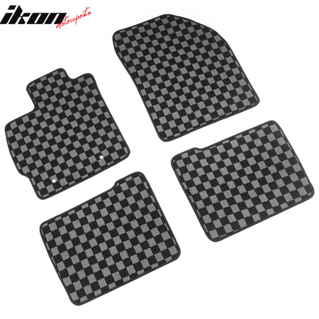 Fits 10-11 Toyota Prius Floor Mats Non-Slip Carpets Checkered Black Gray Plaid
