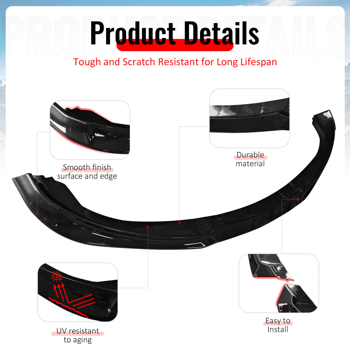 Fits 10-12 Genesis Coupe KS PP Front Bumper Lip Chin Spoiler Carbon Fiber Print