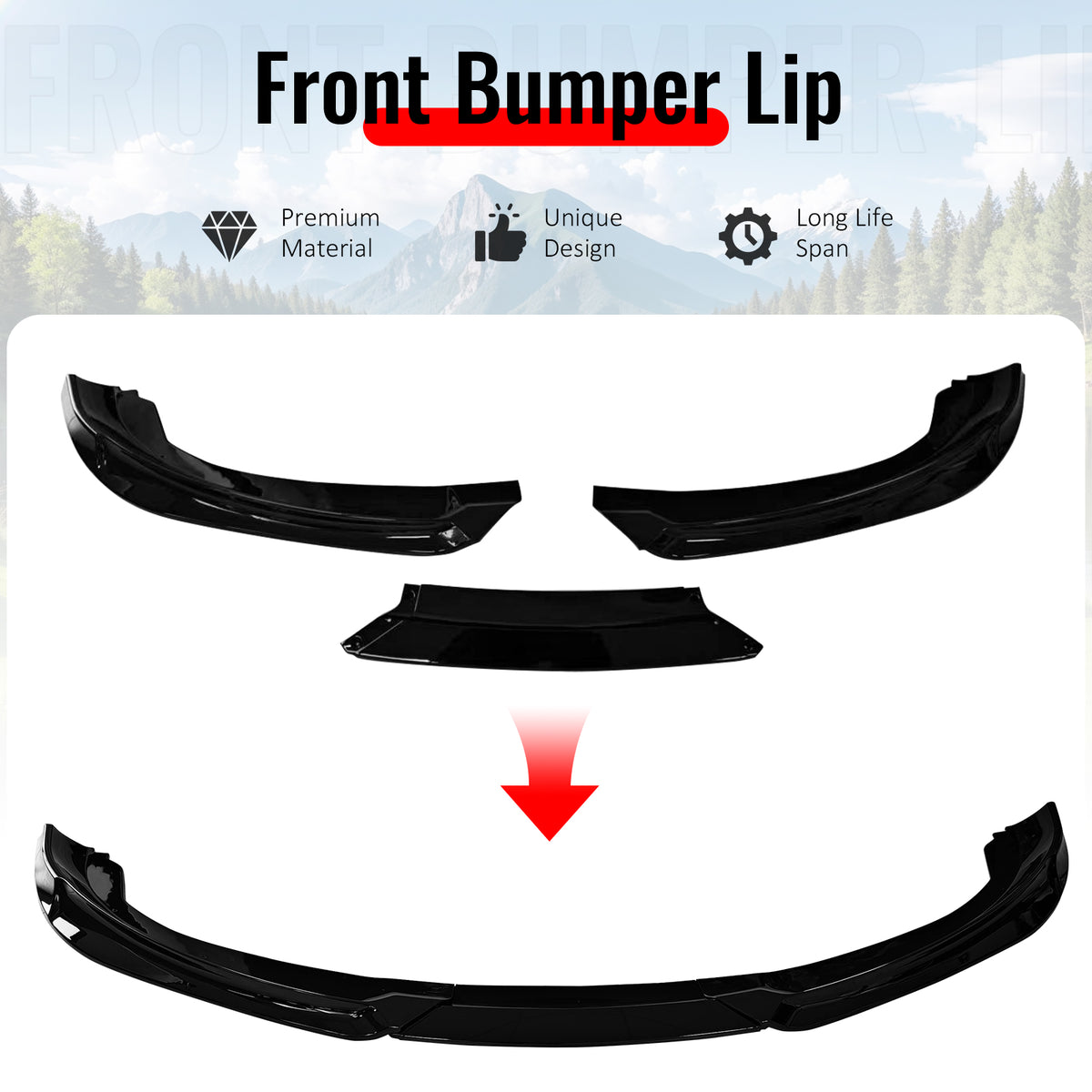 Fits 10-12 Hyundai Genesis Coupe KS PP Front Bumper Lip Chin Spoiler Gloss Black