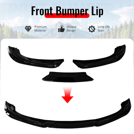 Fits 10-12 Hyundai Genesis Coupe KS PP Front Bumper Lip Chin Spoiler Gloss Black