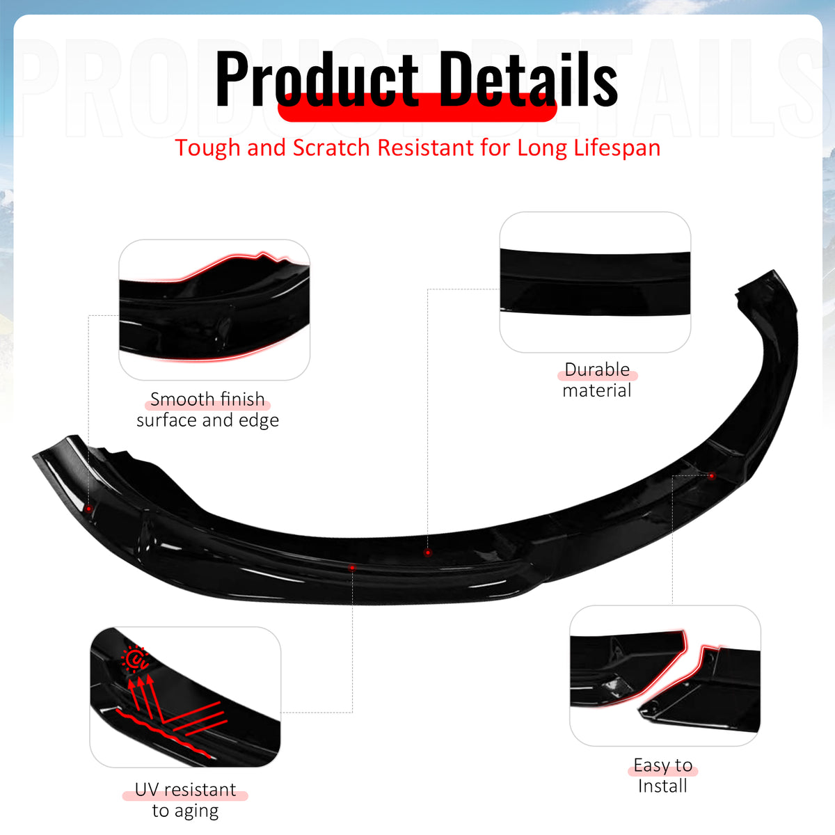 Fits 10-12 Hyundai Genesis Coupe KS PP Front Bumper Lip Chin Spoiler Gloss Black