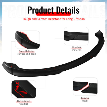 Fits 10-12 Hyundai Genesis Coupe KS PP Front Bumper Lip Chin Spoiler Matte Black