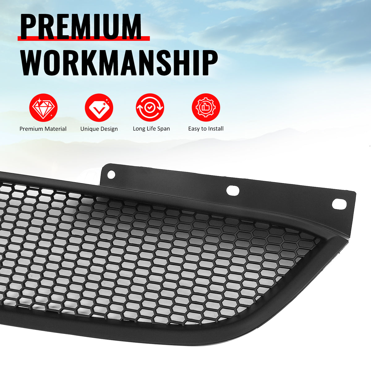 Fits 10-12 Hyundai Genesis Coupe Honeycomb Style Upper Grille Matte Black ABS