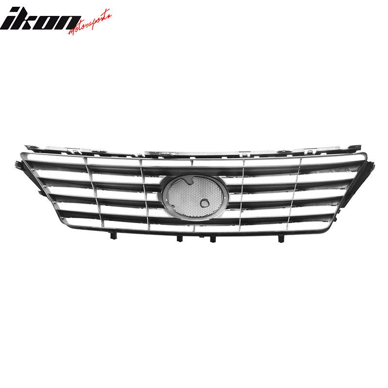 IKON MOTORSPORTS Front Upper Grille, Compatible with 2010-2012 Lexus ES350, OE Style Silver Gray ABS Replacement Front Bumper Hood Grill