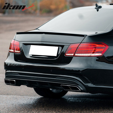 Trunk Spoiler Compatible With 2010-2016 Mercedes-Benz E-Class W212 Sedan 4-Door, AMG Style Poly Urethane Trunk Lid Spoiler Wing Unpainted by IKON MOTORSPORTS, 2011 2012 2013 2014 2015