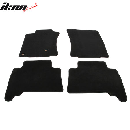 IKON MOTORSPORTS, Nylon Car Floor Mats Compatible with 2010-2012 Toyota 4Runner, OE Fitment Style Black Driver Passenger Car Carpets, Front Rear 4PCS Full Set