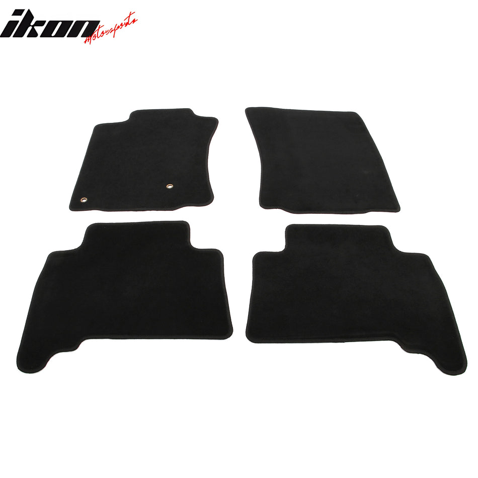IKON MOTORSPORTS, Nylon Car Floor Mats Compatible with 2010-2012 Toyota 4Runner, OE Fitment Style Black Driver Passenger Car Carpets, Front Rear 4PCS Full Set