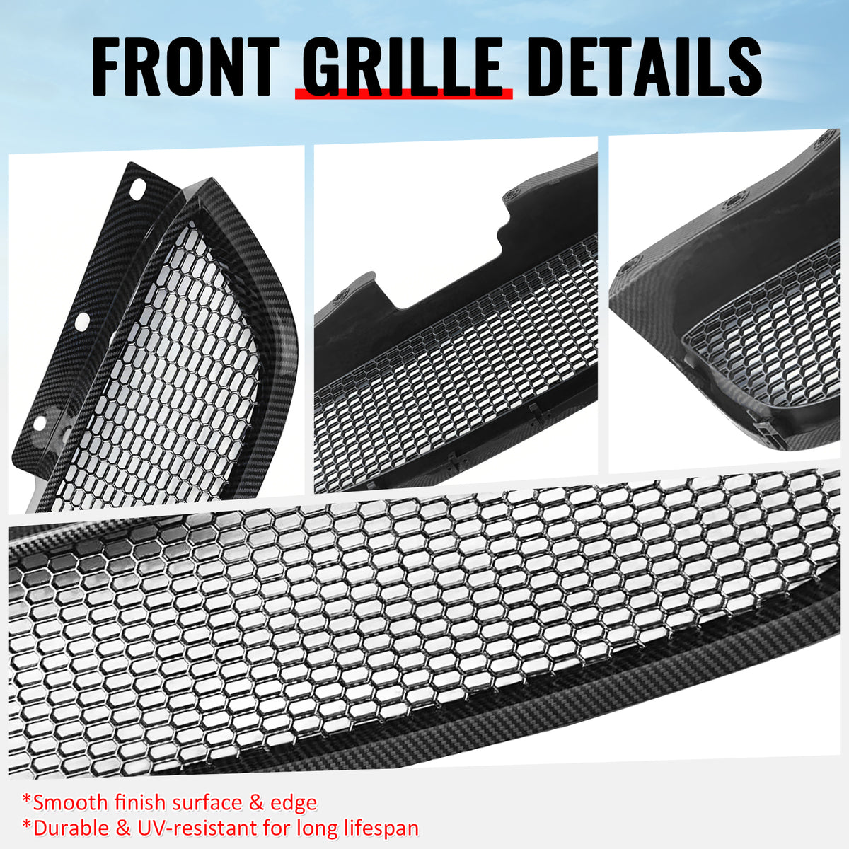 Fits 10-12 Hyundai Genesis Coupe Honeycomb Style Upper Grille Carbon Fiber Print