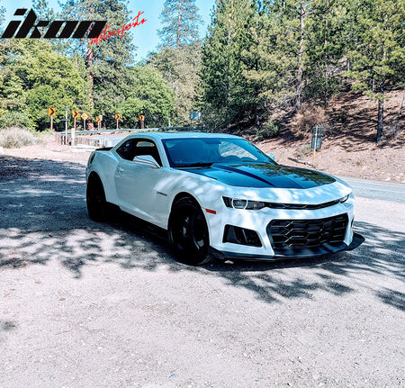 IKON MOTORSPORTS Front Bumper Covers, Compatible with 2010-2013 Chevrolet Camaro, 1LE Style Unpainted PP Polypropylene Replacemnet Bumper Conversion Bodykit with Headlight& Turn Signal Harnesses