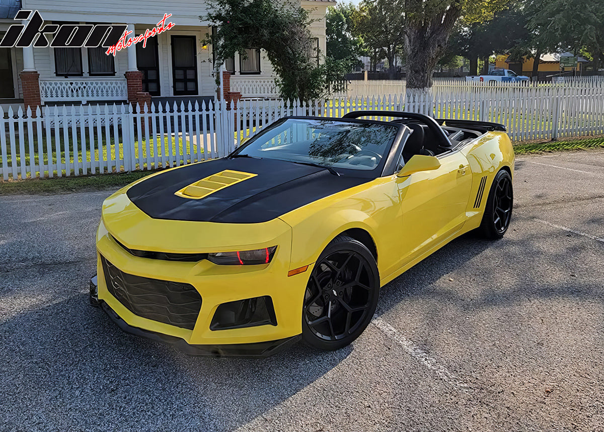 IKON MOTORSPORTS Front Bumper Covers, Compatible with 2010-2013 Chevrolet Camaro, 17-24 ZL1 Style Unpainted PP Polypropylene Replacemnet Bumper Conversion Bodykit with Headlight& Turn Signal Harnesses