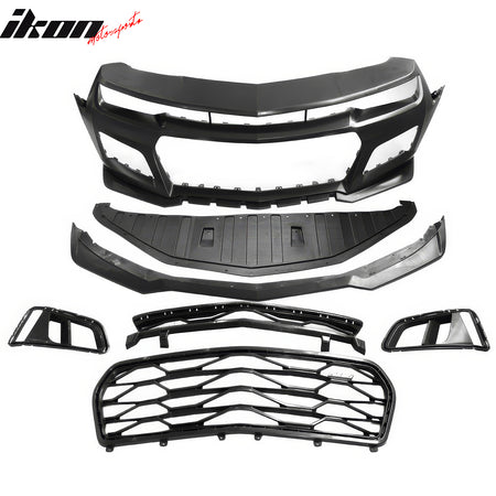 Fits 10-13 Chevy Camaro ZL1 Style PP Front Bumper Cover Conversion + Harnesses
