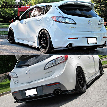 2010 - 2013 Mazda 3 Hatchback Rear Lip Apron Diffuser Dual Exhaust 3 PCIkon Motorsports