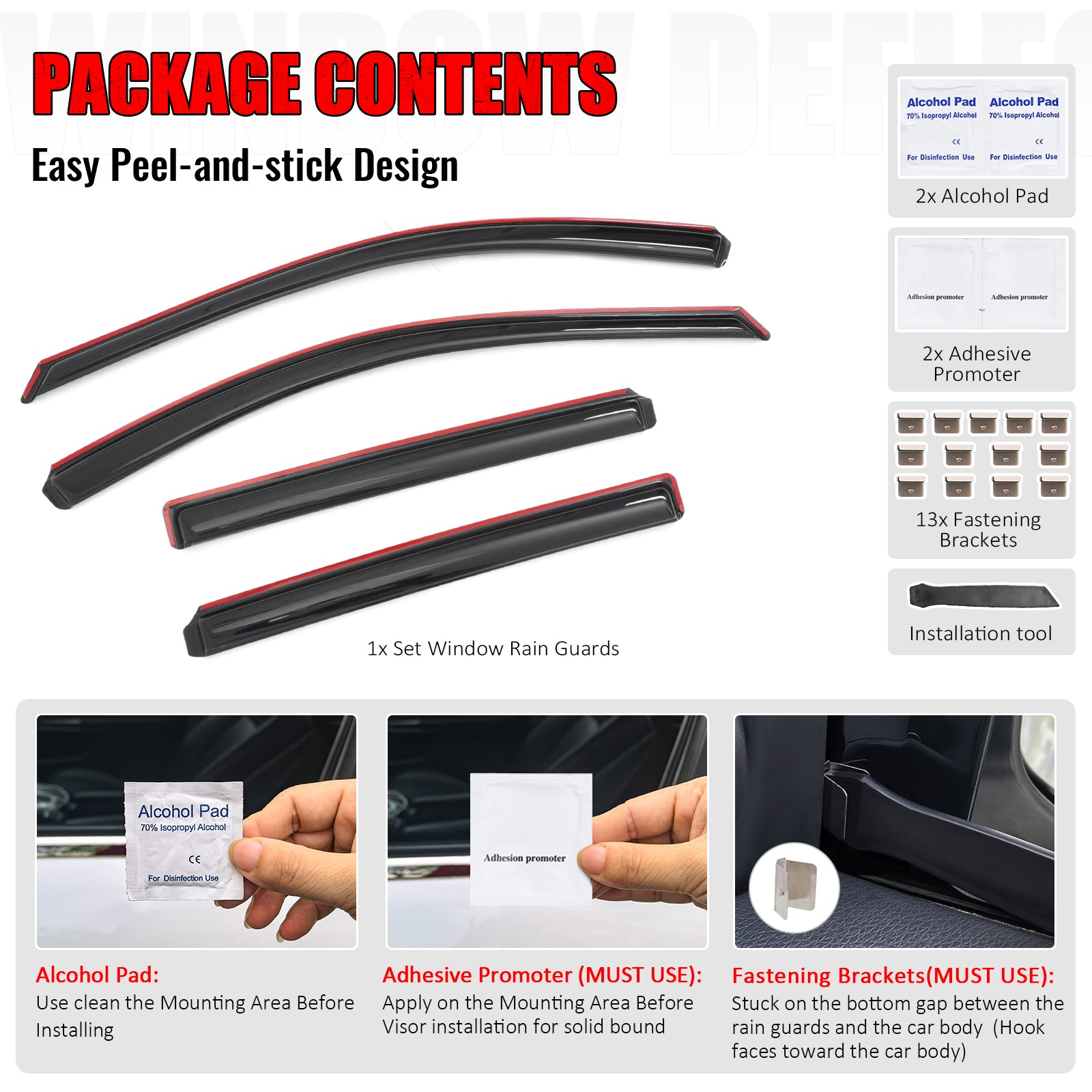 Fits 10-14 Subaru Outback Window Visors In-Channel Sun Rain Guard Side Deflector