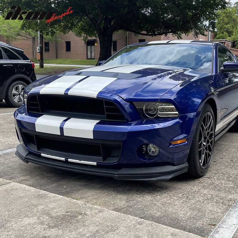 IKON MOTORSPORTS, Grille Compatible With 2010-2014 Ford Mustang GT500, Factory Style Front Bumper Upper Grill Kit Unpainted Black PP Polypropylene Center Cover Trim