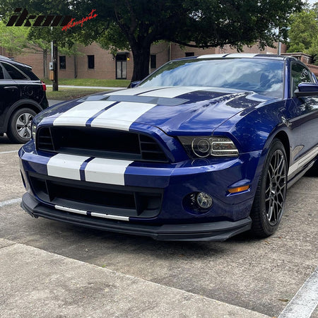 IKON MOTORSPORTS, Grille Compatible With 2010-2014 Ford Mustang GT500, Factory Style Front Bumper Upper Grill Kit Unpainted Black PP Polypropylene Center Cover Trim