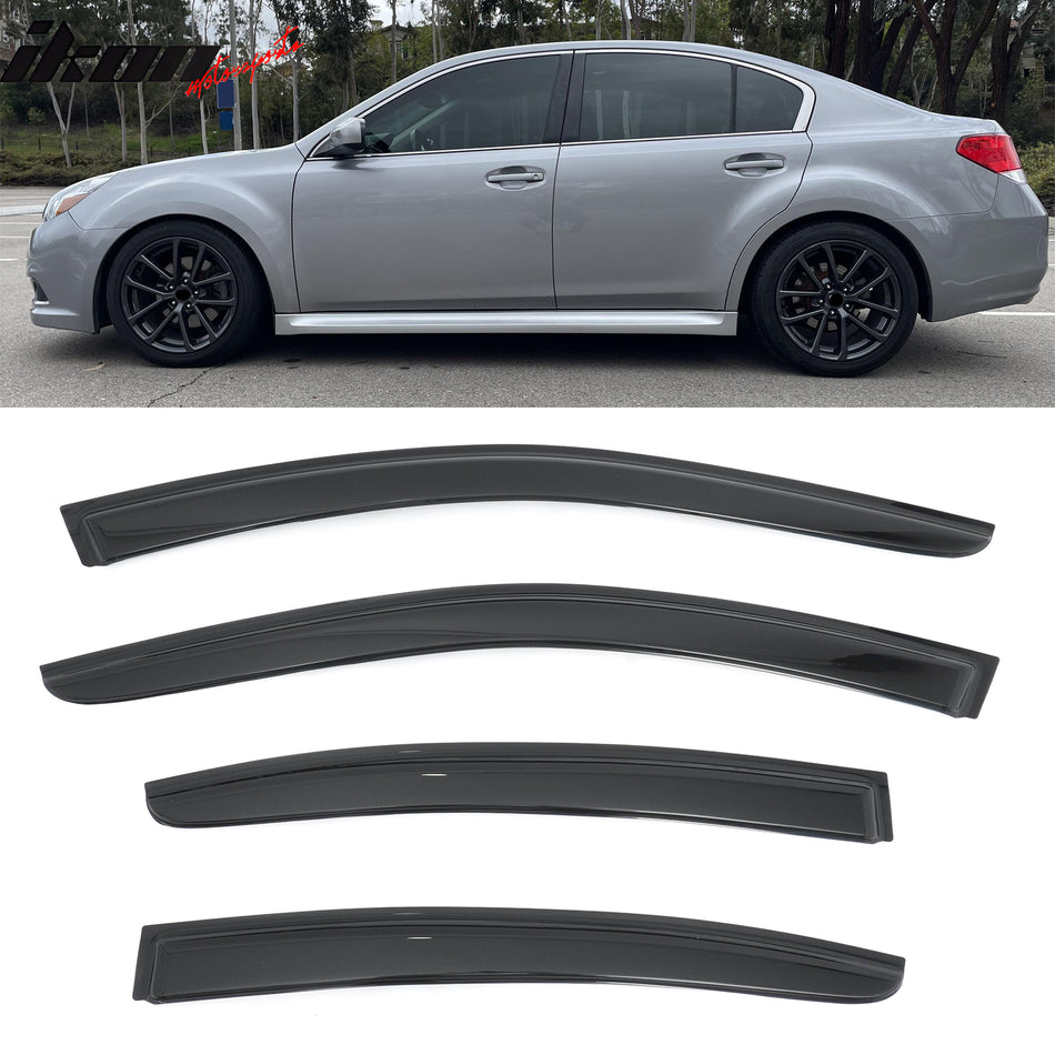 2010-2014 Subaru Legacy Sedan Window Visors Smoke Acrylic Side Door Rain Sun Deflectors Guard 4PCS Set