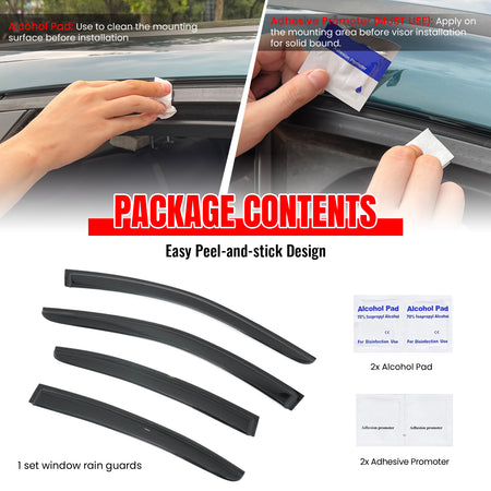 Fits 10-14 Subaru Legacy Sedan 4PCS Window Visors Smoke Acrylic Deflectors Set