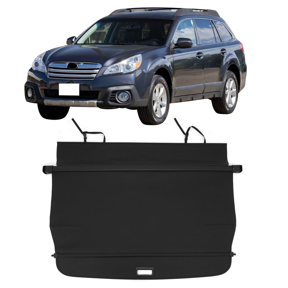 IKON MOTORSPORTS, Rear Retractable Cargo Cover, Compatible with 2010-2014 Subaru Outback, ABS Aluminum Vinyl Trunk Security Luggage Shield Shade, Carbon Fiber Texture