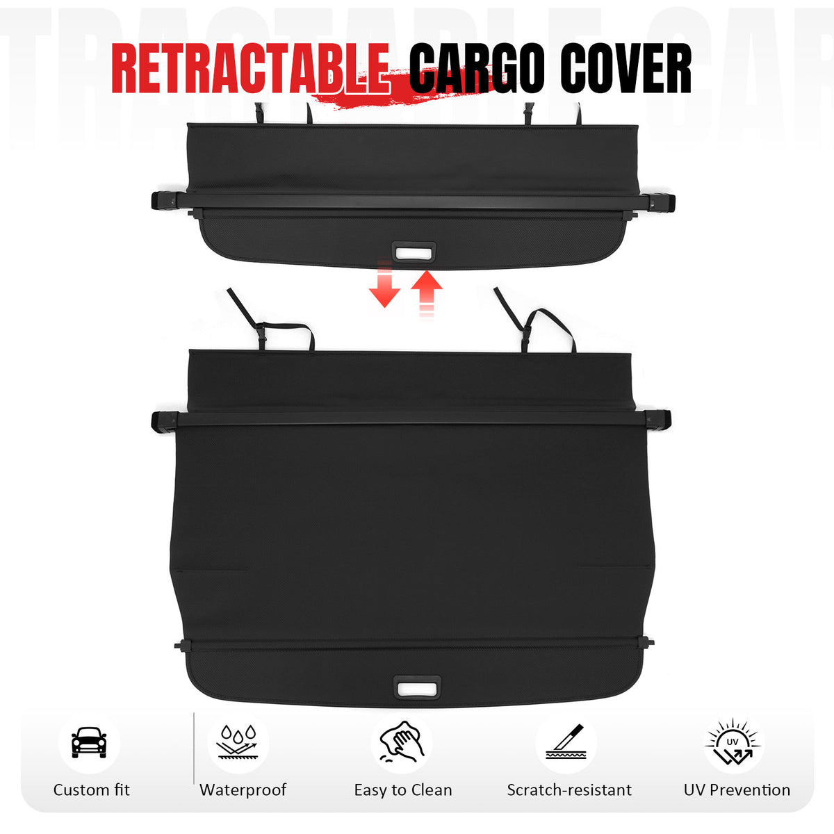 Fits 10-14 Subaru Outback Retractable Rear Cargo Cover Carbon Fiber Texture