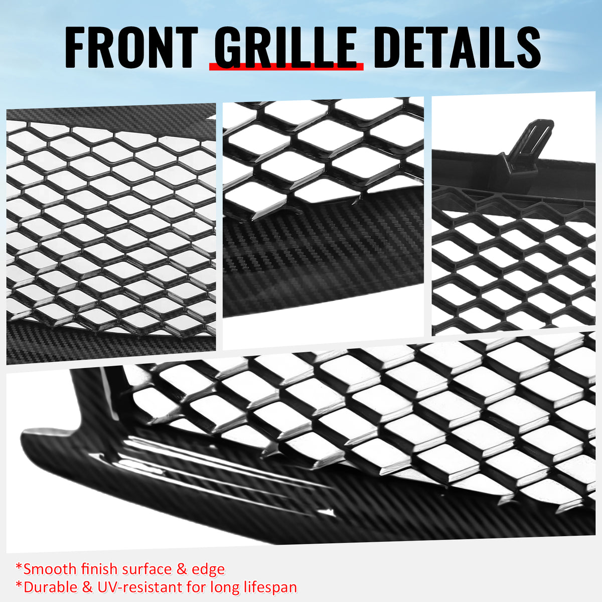 Fits 10-15 Infiniti G37 G25 Q40 Sedan Honeycomb Style Grille Carbon Fiber Print