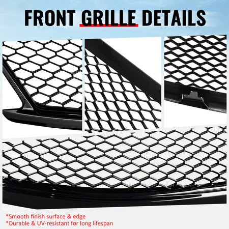 Fits 10-15 Infiniti G37 G25 Q40 Sedan Honeycomb Style Upper Grille Gloss Black