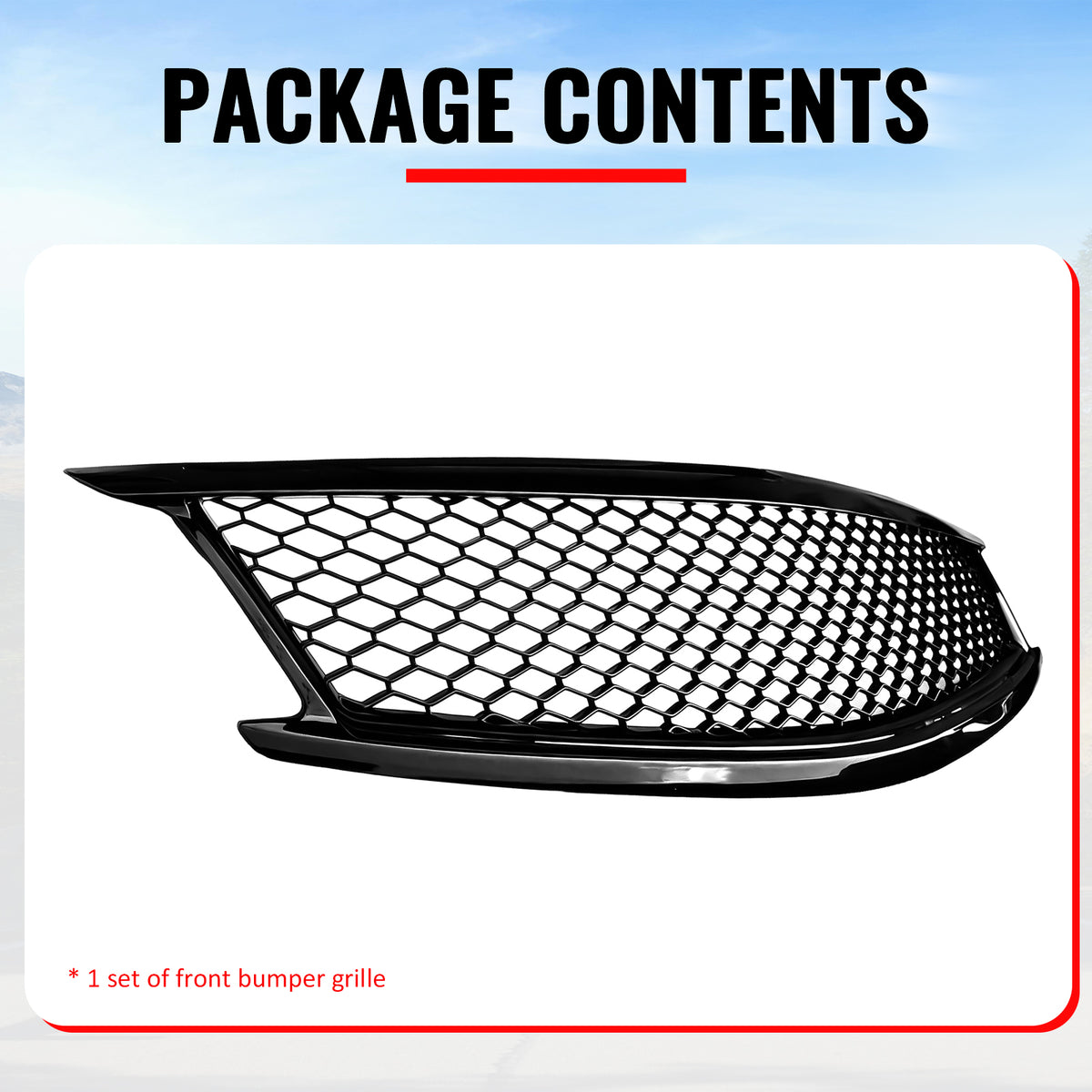Fits 10-15 Infiniti G37 G25 Q40 Sedan Honeycomb Style Upper Grille Gloss Black