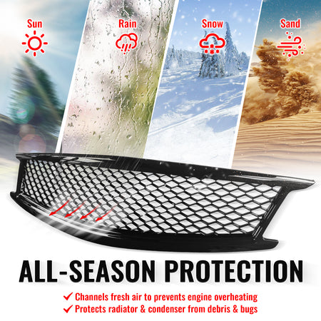 Fits 10-15 Infiniti G37 G25 Q40 Sedan Honeycomb Style Upper Grille Gloss Black