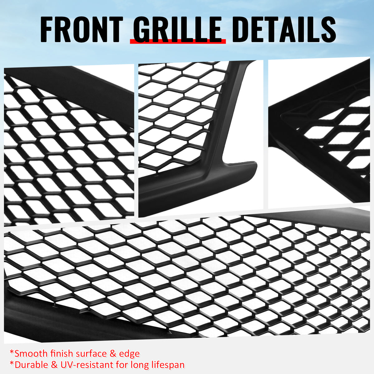 Fits 10-15 Infiniti G37 G25 Q40 Sedan Honeycomb Style Upper Grille Matte Black