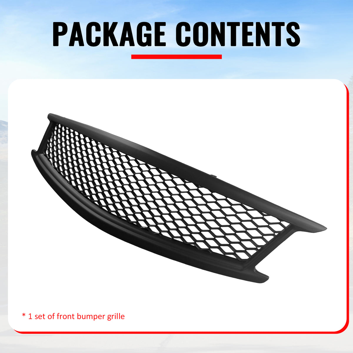 Fits 10-15 Infiniti G37 G25 Q40 Sedan Honeycomb Style Upper Grille Matte Black