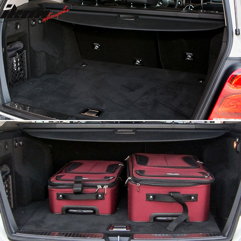 4Caroption Black Rear Cargo Security Cover For 2010-2015 Mercedes-Benz GLK350 - Retractable Tonneau OEM Style