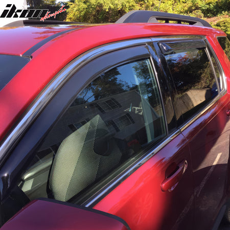 IKON MOTORSPORTS In Channel Window Visors Compatible with 2010-2017 GMC Terrain, Slim Style Acrylic Smoke Rain Guards, Side Window Wind Deflectors 4PCS