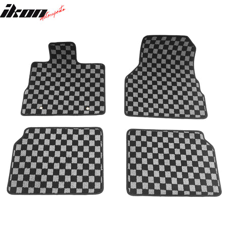 Fits 10-17 Chevy Equinox Floor Mats Non-Slip Carpets Checkered Black Gray Plaid