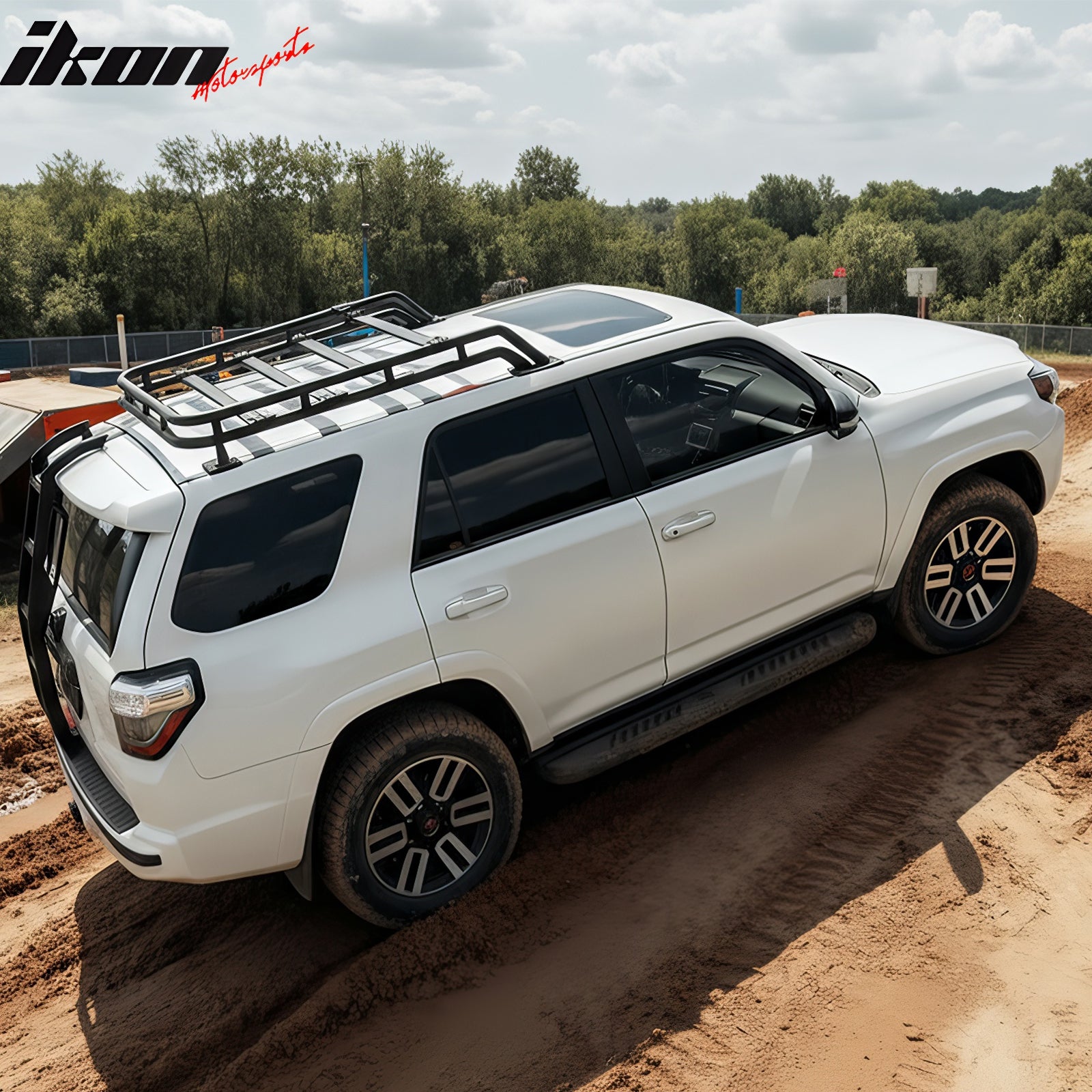 IKON MOTORSPORTS Roof Rack Cross Bars, Compatible with 2010-2024 Toyota 4Runner, T Style Aluminium Black Adjustable Cargo Rooftop Luggage Crossbars Carrier, 5PCS