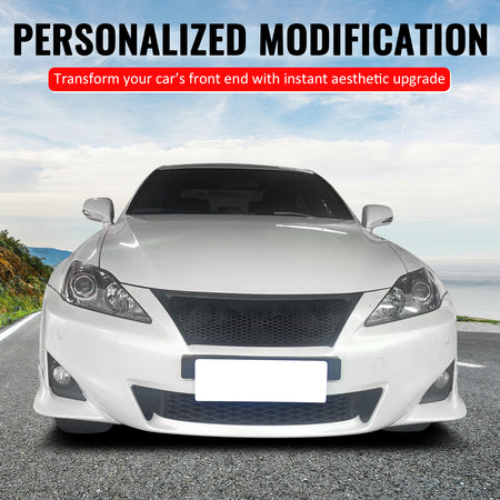 Fits 11-13 Lexus IS250 IS350 Sedan Gloss Black Honeycomb Style Upper Grille ABS