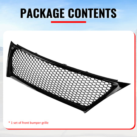 Fits 11-13 Lexus IS250 IS350 Sedan Gloss Black Honeycomb Style Upper Grille ABS