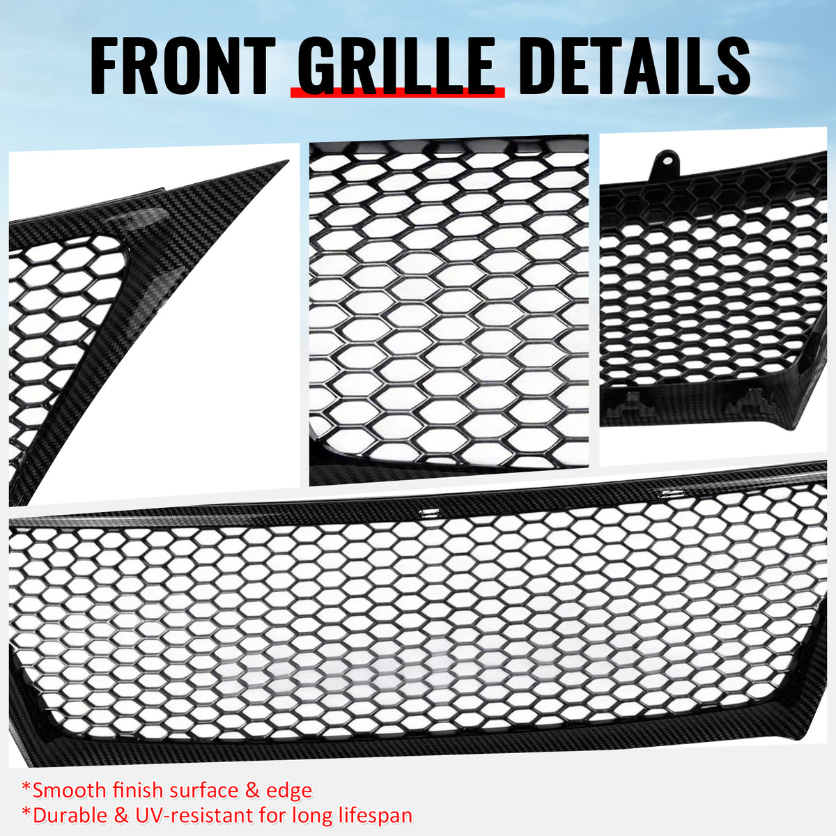 Fits 11-13 Lexus IS250 IS350 Sedan Carbon Fiber Print Honeycomb Style Grille ABS